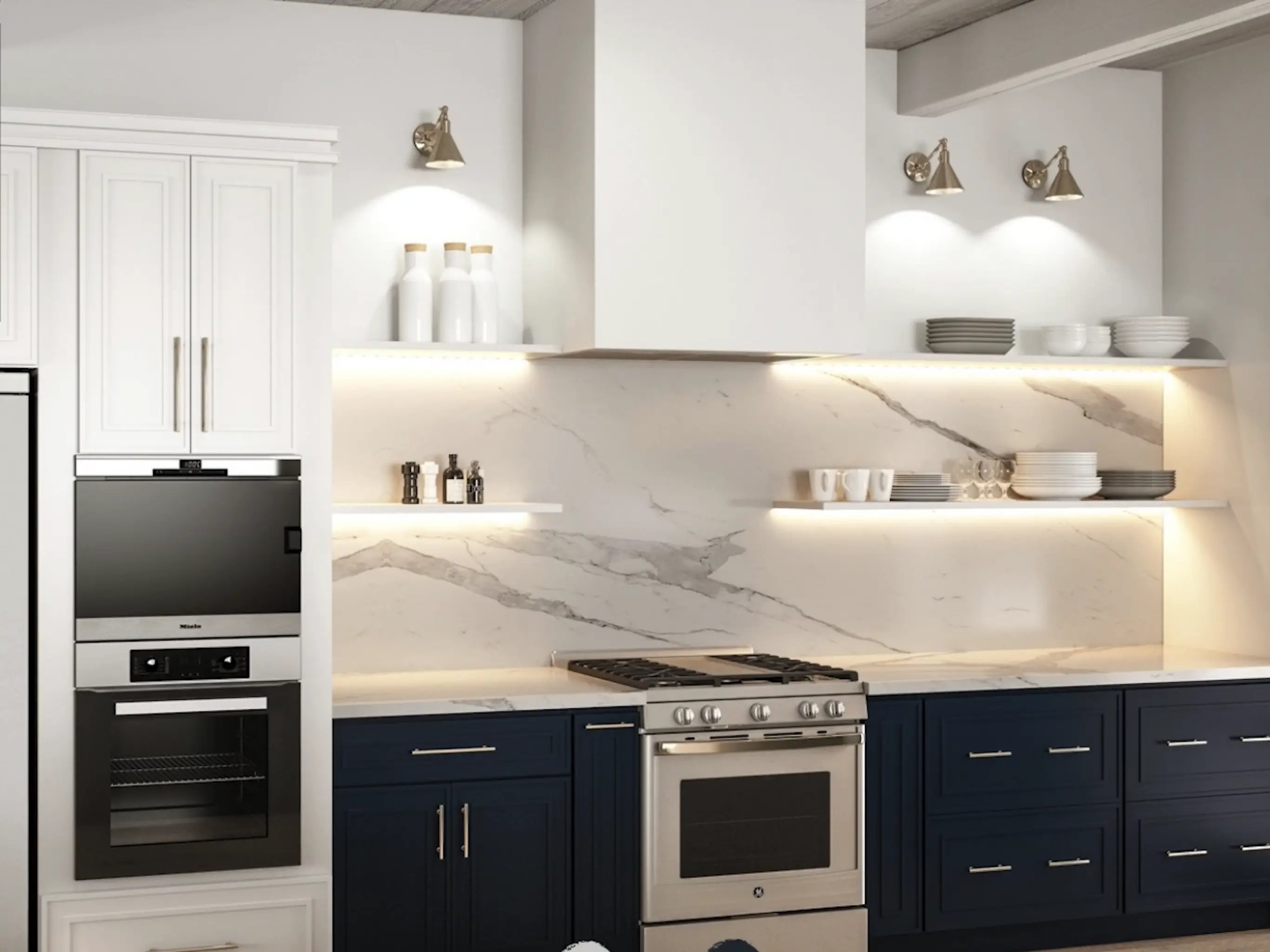 Navy and Marble Kitchen