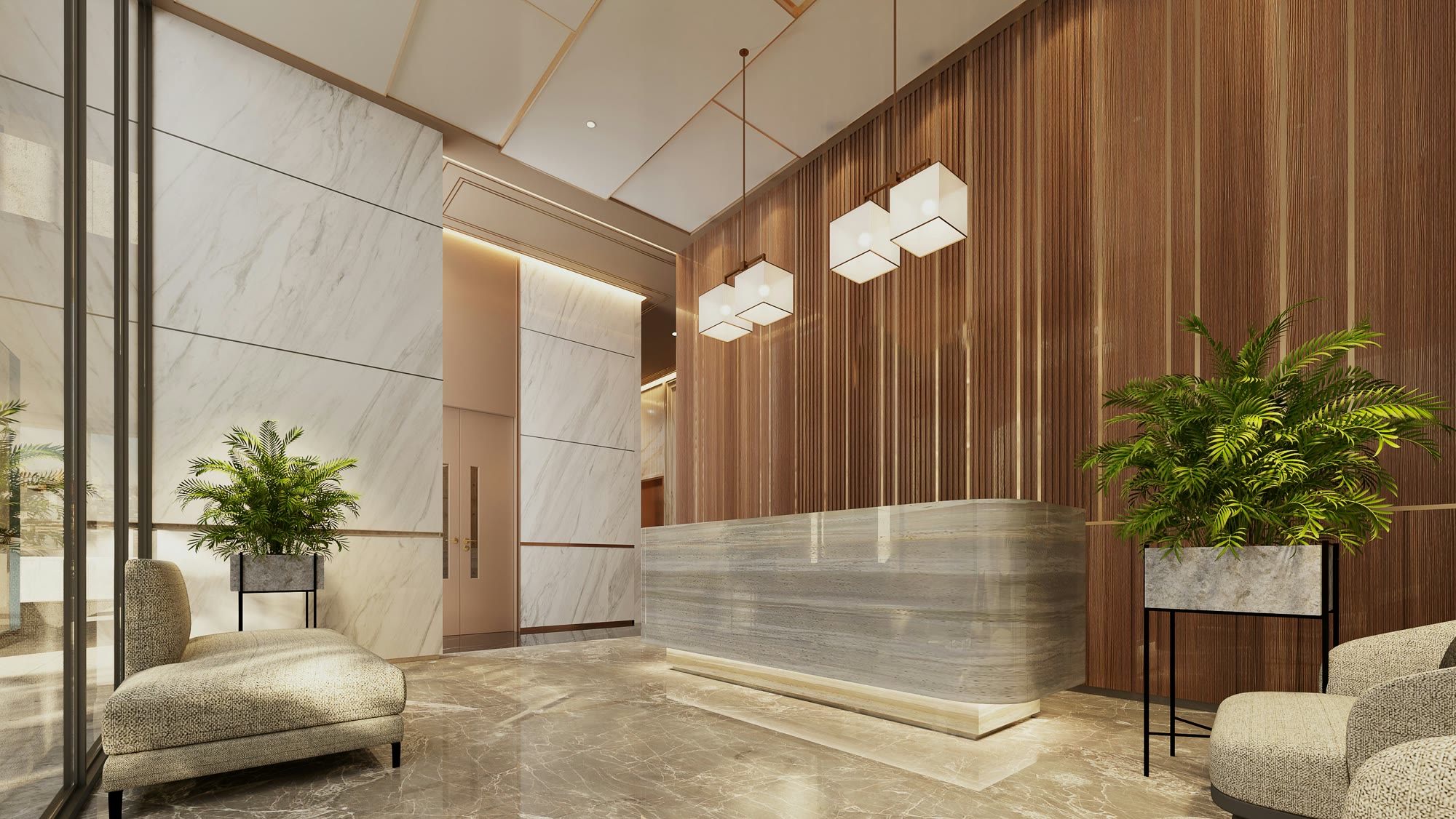 Hotel lobby and reception renovation
